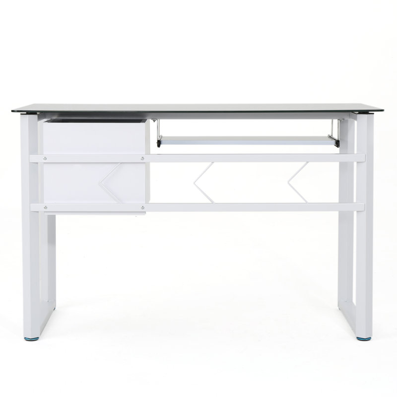 Ailey Glass Top Metal Base Computer Desk
